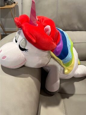 Disney White Unicorn Plush with Red Mane and Rainbow Back. Great condition!